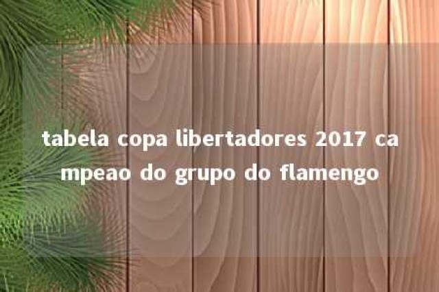 tabela copa libertadores 2017 campeao do grupo do flamengo 