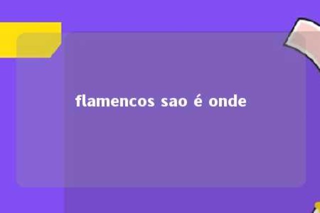 flamencos sao é onde 