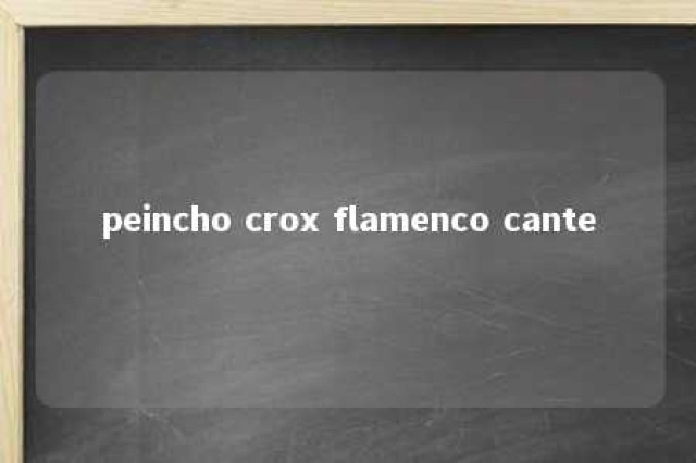 peincho crox flamenco cante 