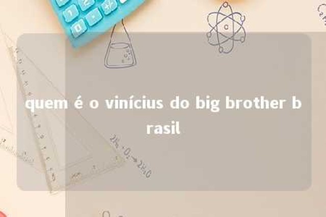 quem é o vinícius do big brother brasil 