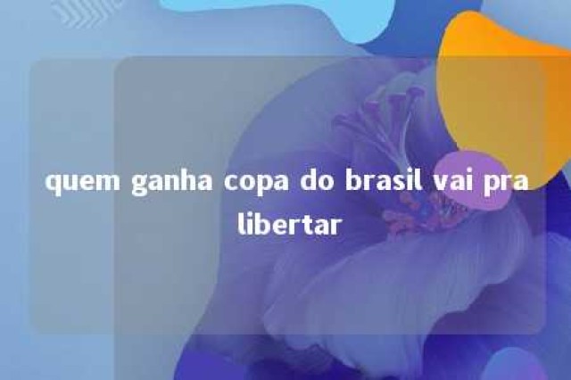 quem ganha copa do brasil vai pra libertar 