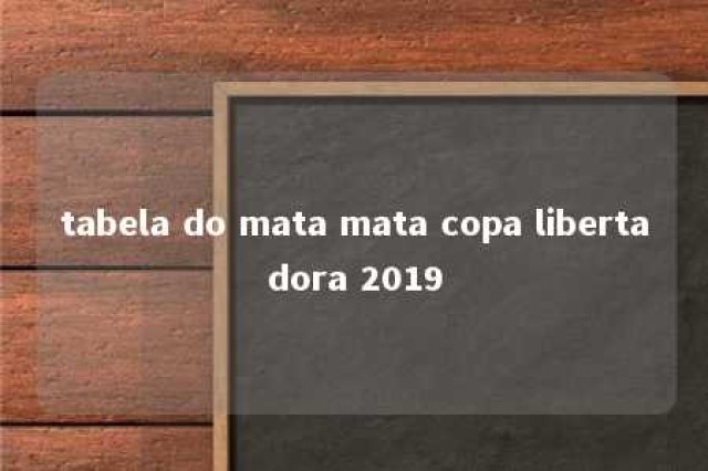 tabela do mata mata copa libertadora 2019 