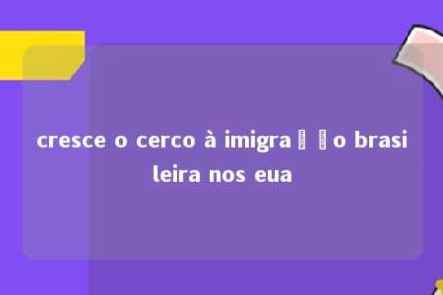 cresce o cerco à imigração brasileira nos eua 