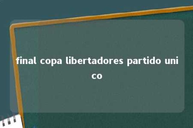 final copa libertadores partido unico 