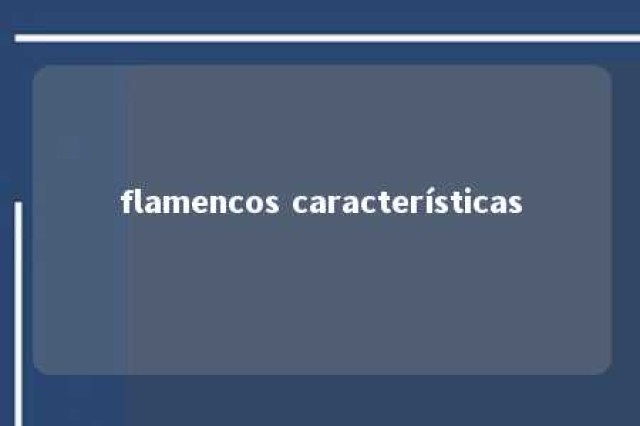 flamencos características 