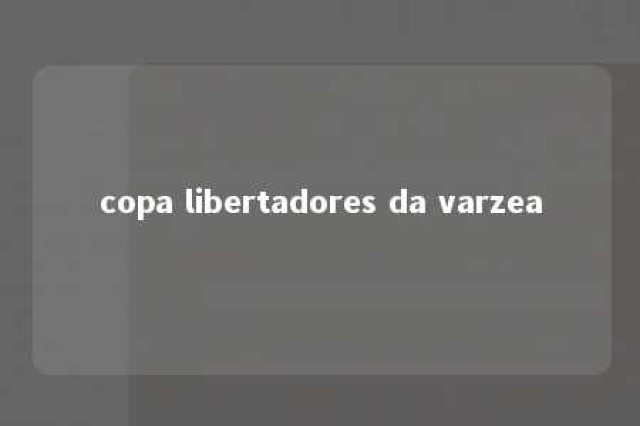 copa libertadores da varzea 