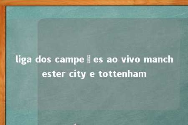 liga dos campeões ao vivo manchester city e tottenham 