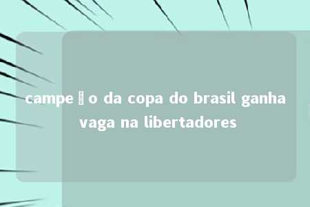 campeão da copa do brasil ganha vaga na libertadores