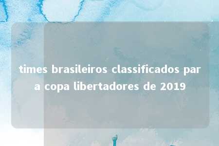 times brasileiros classificados para copa libertadores de 2019