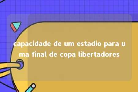 capacidade de um estadio para uma final de copa libertadores