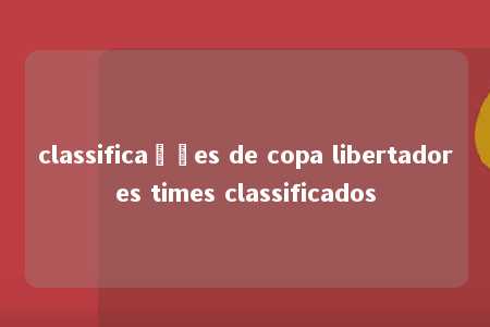 classificações de copa libertadores times classificados