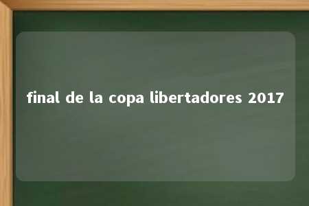 final de la copa libertadores 2017