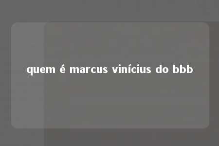 quem é marcus vinícius do bbb