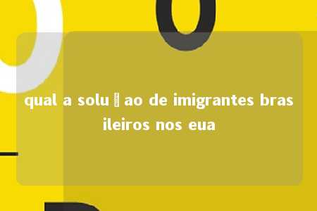 qual a soluçao de imigrantes brasileiros nos eua