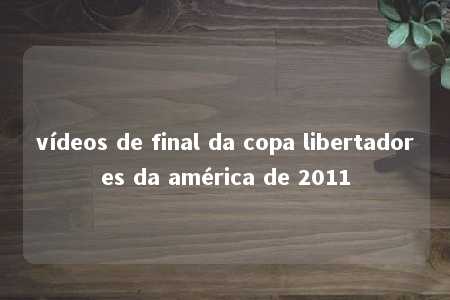 vídeos de final da copa libertadores da américa de 2011