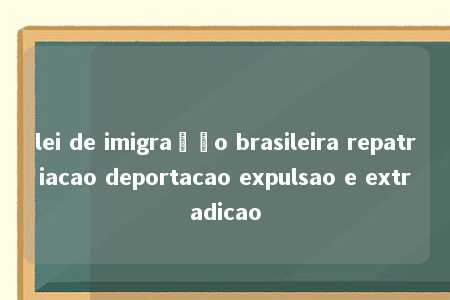 lei de imigração brasileira repatriacao deportacao expulsao e extradicao