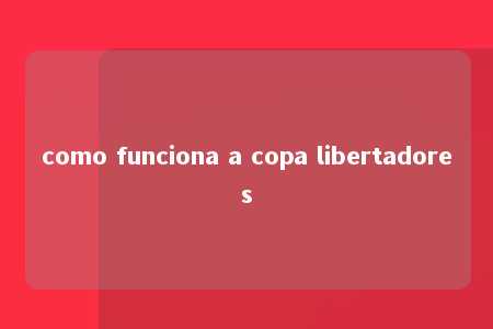 como funciona a copa libertadores