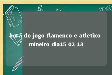 hora do jogo flamenco e atletixo mineiro dia15 02 18