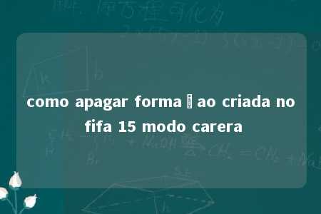 como apagar formaçao criada no fifa 15 modo carera