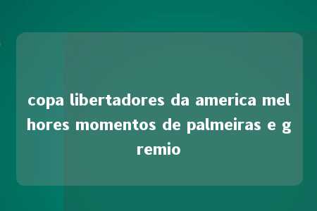 copa libertadores da america melhores momentos de palmeiras e gremio