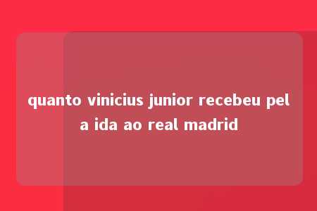 quanto vinicius junior recebeu pela ida ao real madrid