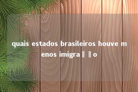 quais estados brasileiros houve menos imigração