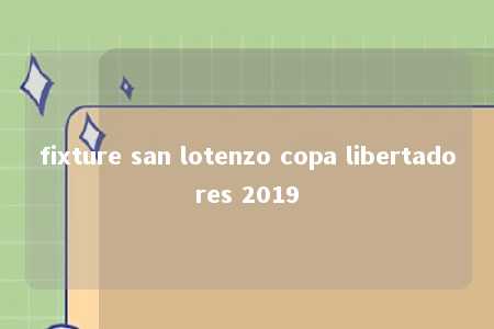 fixture san lotenzo copa libertadores 2019