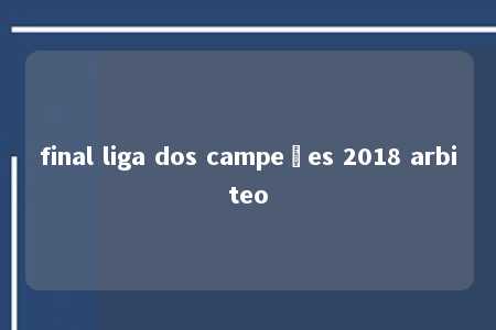 final liga dos campeões 2018 arbiteo