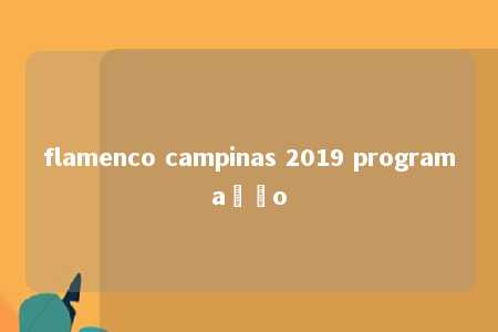 flamenco campinas 2019 programação