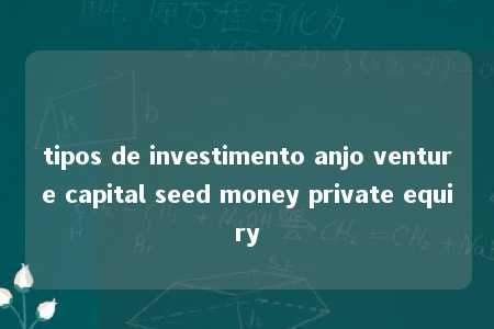 tipos de investimento anjo venture capital seed money private equiry